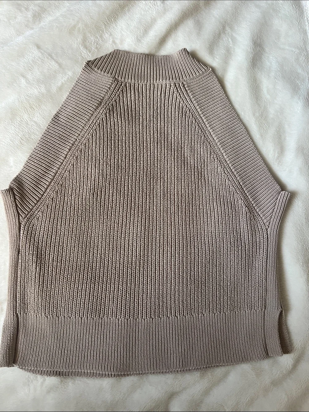 Wilfred sleeveless knit mock neck top in light taupe - Picture 4 of 6